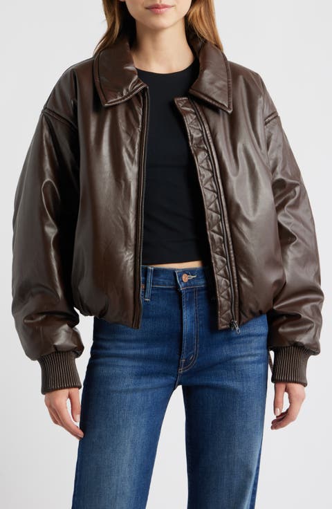 Sante Faux Leather Bomber Jacket