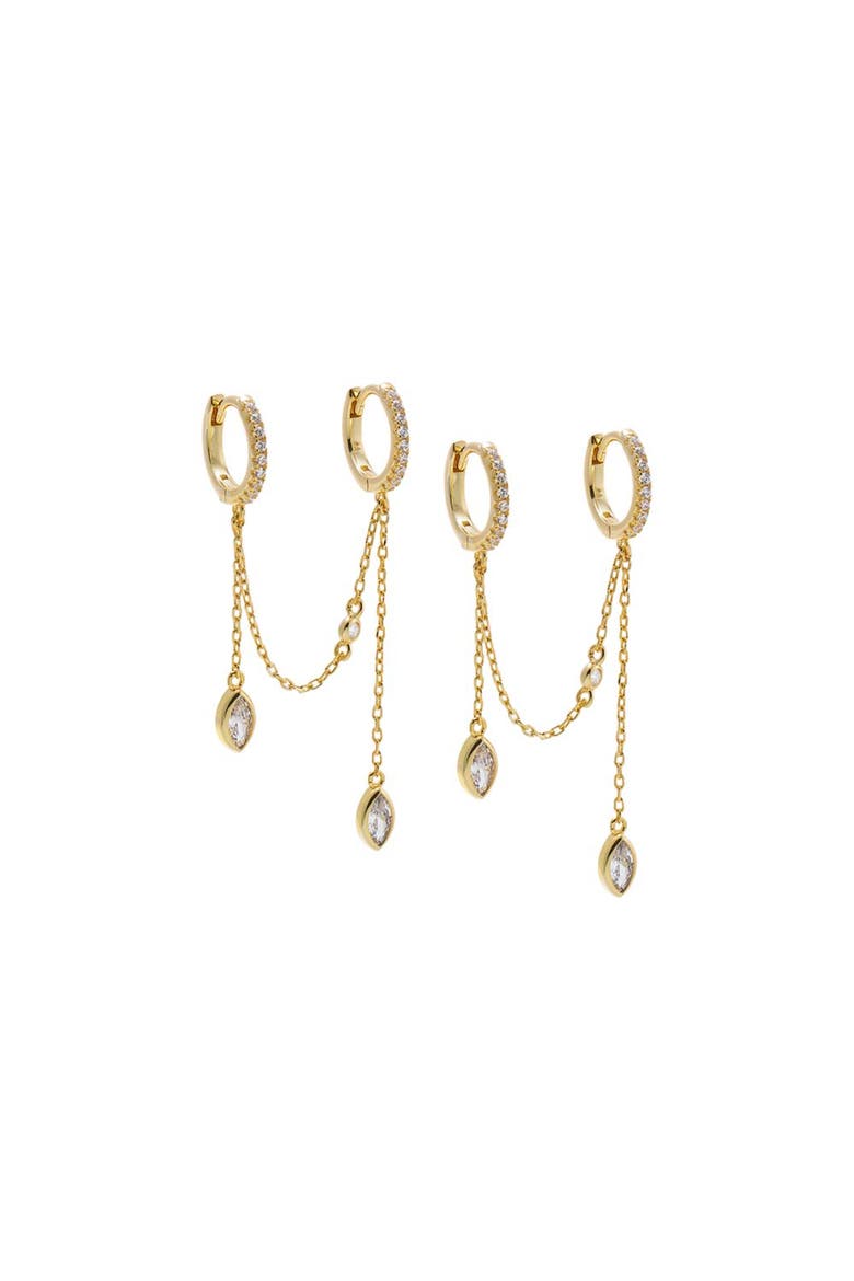 Multi Teardrop Chain Double Huggie Earring, Main, color, Gold