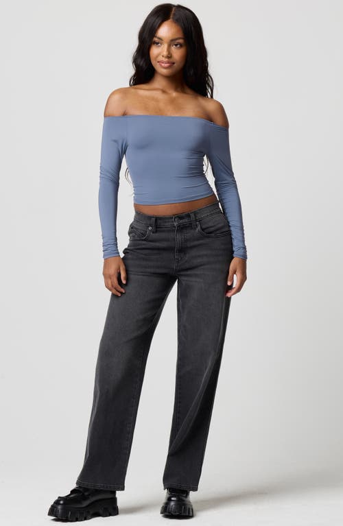 Florence By Mills Off The Shoulder Crop Top In Blue