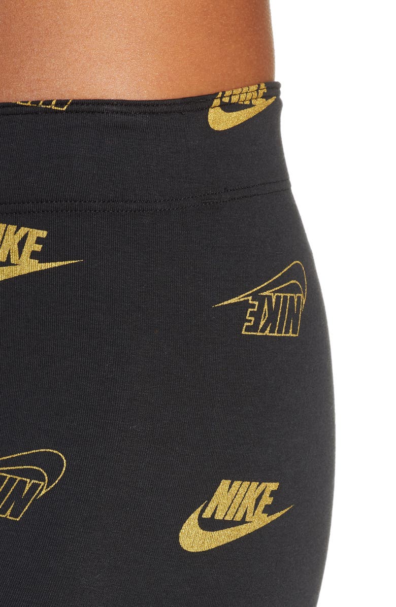 Nike Sportswear Shine Logo Print Leggings, Alternate, color, 