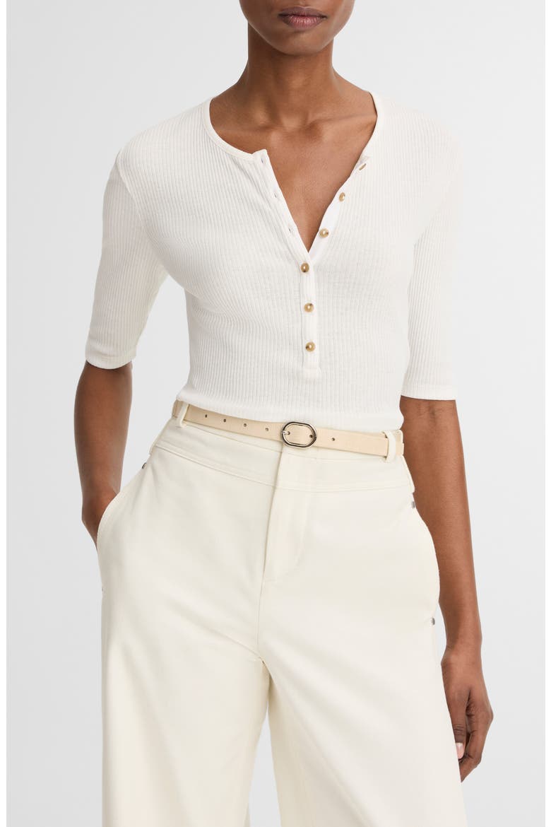Rib Knit Pima Cotton Henley, Main, color, OFF WHITE