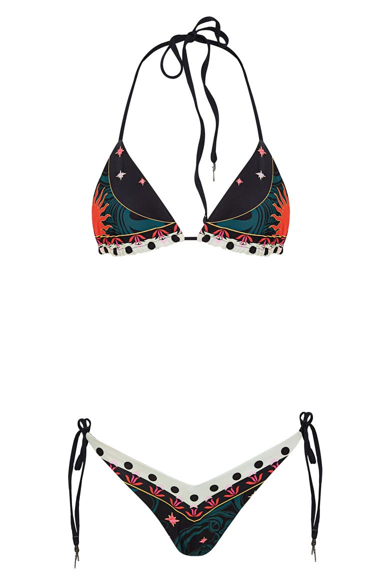 Flamingo Night Sunshine Bikini Bottoms, Alternate, color, BLACK MULTI