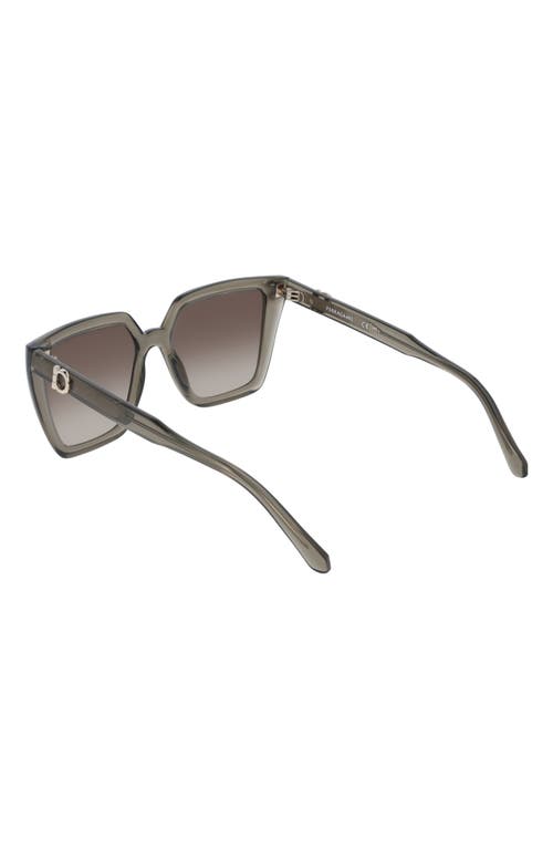 Ferragamo 54mm Modified Rectangular Sunglasses In Transparent Khaki
