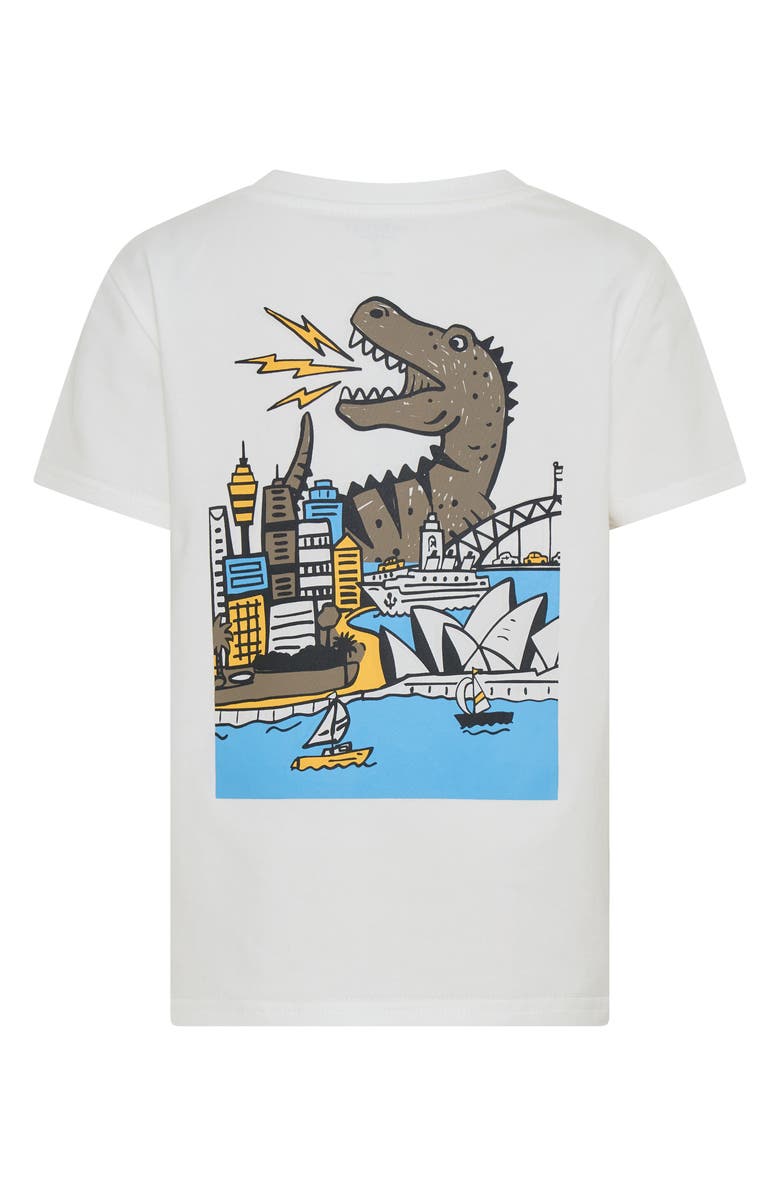 TINY TRIBE Kids' Dino in City Graphic T-Shirt, Alternate, color, White