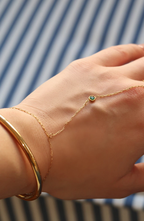 Joiana Jewelry Bezel Hand Chain In Gold