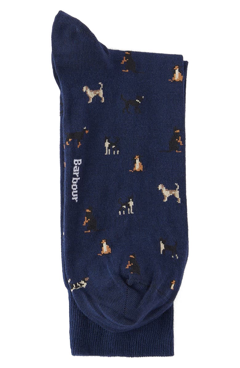 Barbour Mavin Dog Cotton Blend Crew Socks, Alternate, color, Mid Blue/Dog