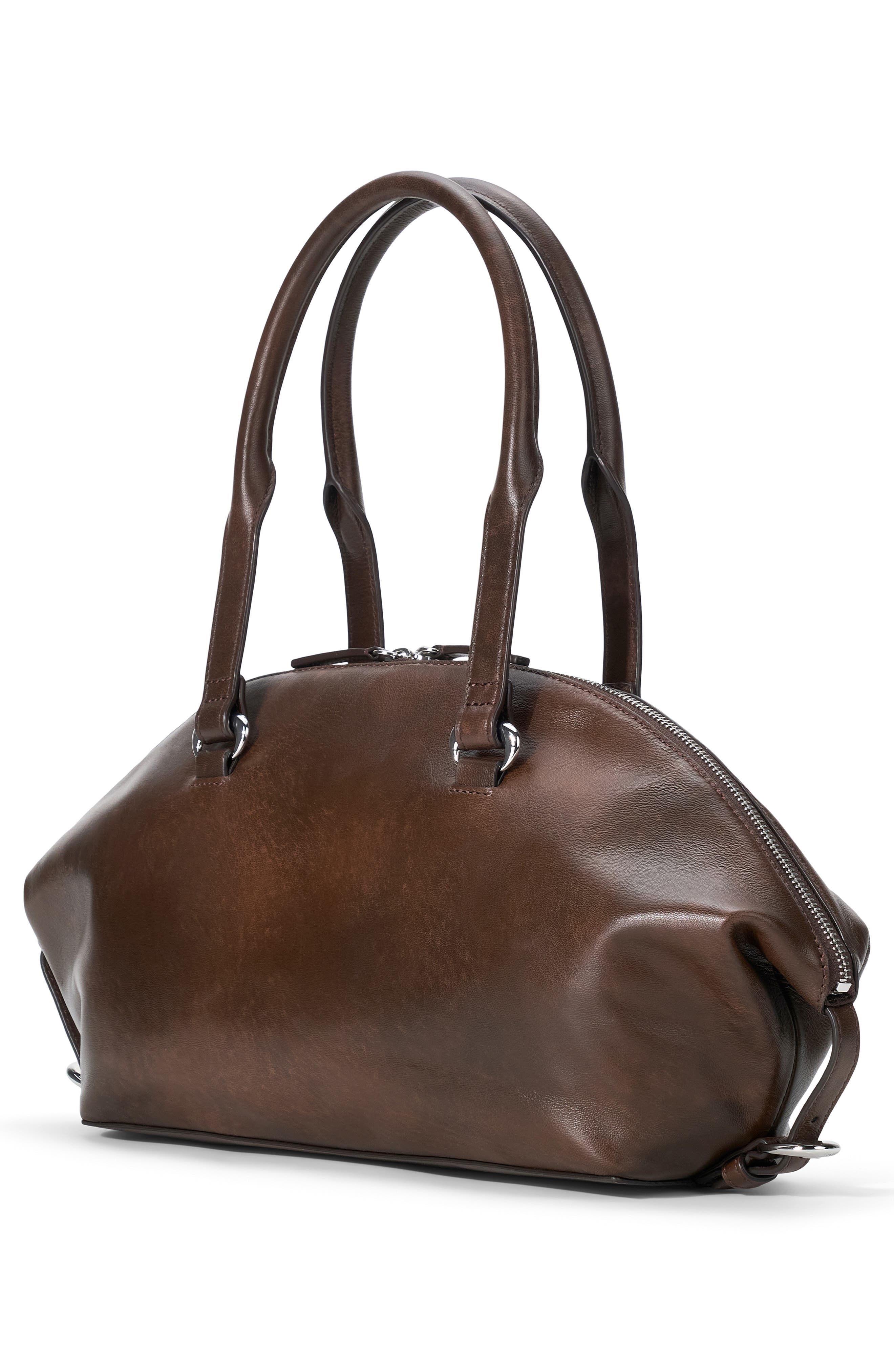STAUD Hester Leather Shoulder Bag, Alternate, color, Espresso Distressed