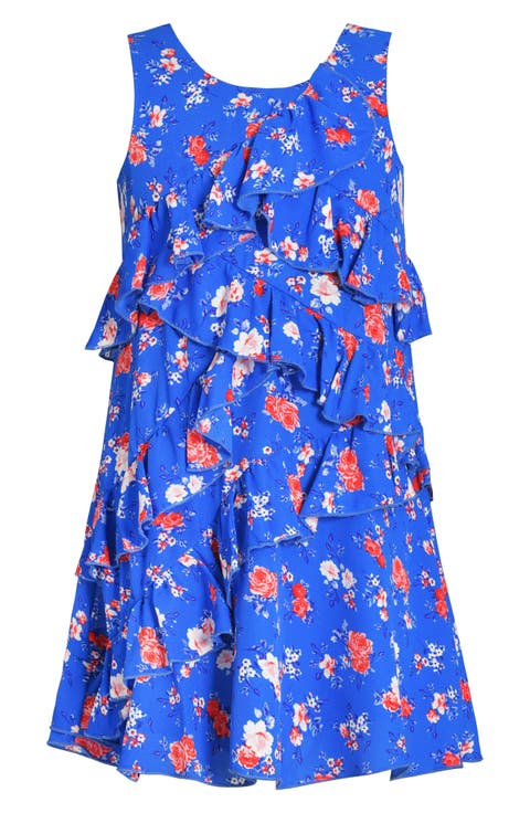 Kids' Floral Print Ruffle Dress