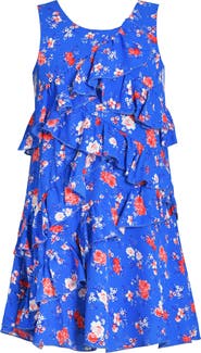 Truly Me Kids' Floral Print Ruffle Dress