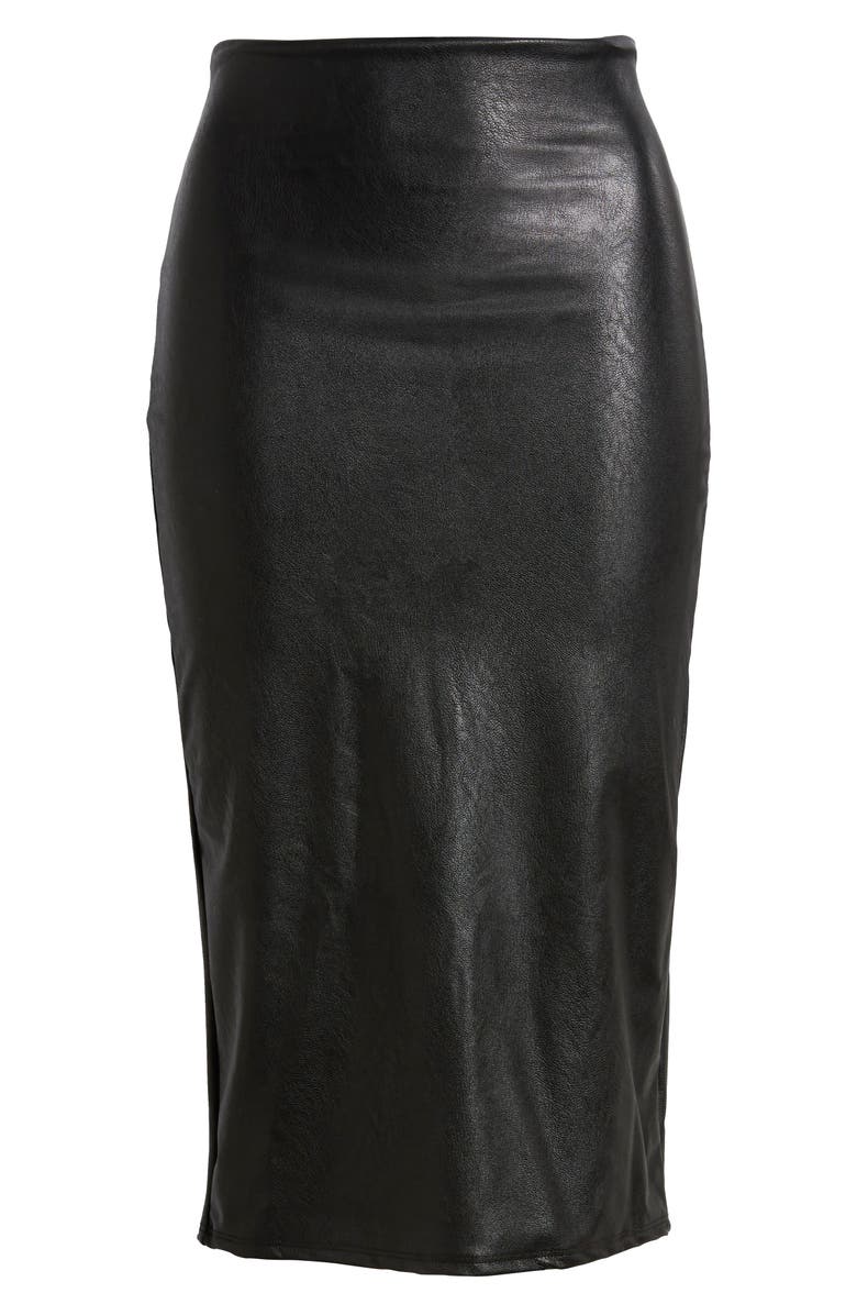 Commando Faux Leather Midi Skirt, Alternate, color, Black