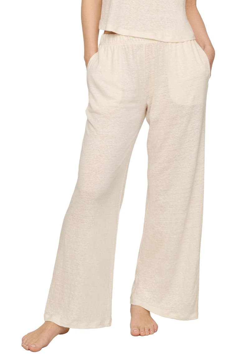 High Waist Organic Linen Lounge Pants, Main, color, IVORY