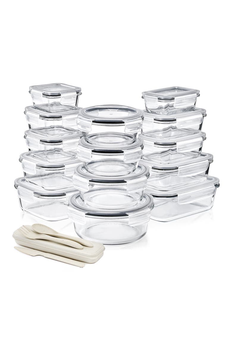 14-Pack Glass Food Prep Storage Containers, Alternate, color, CLEAR