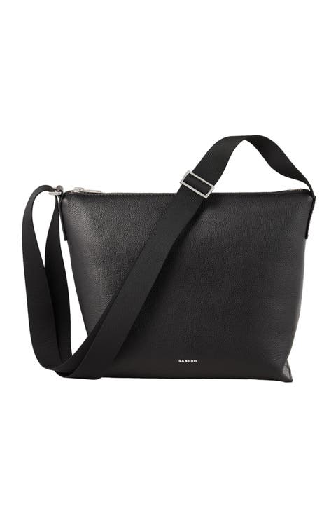 Grained leather satchel