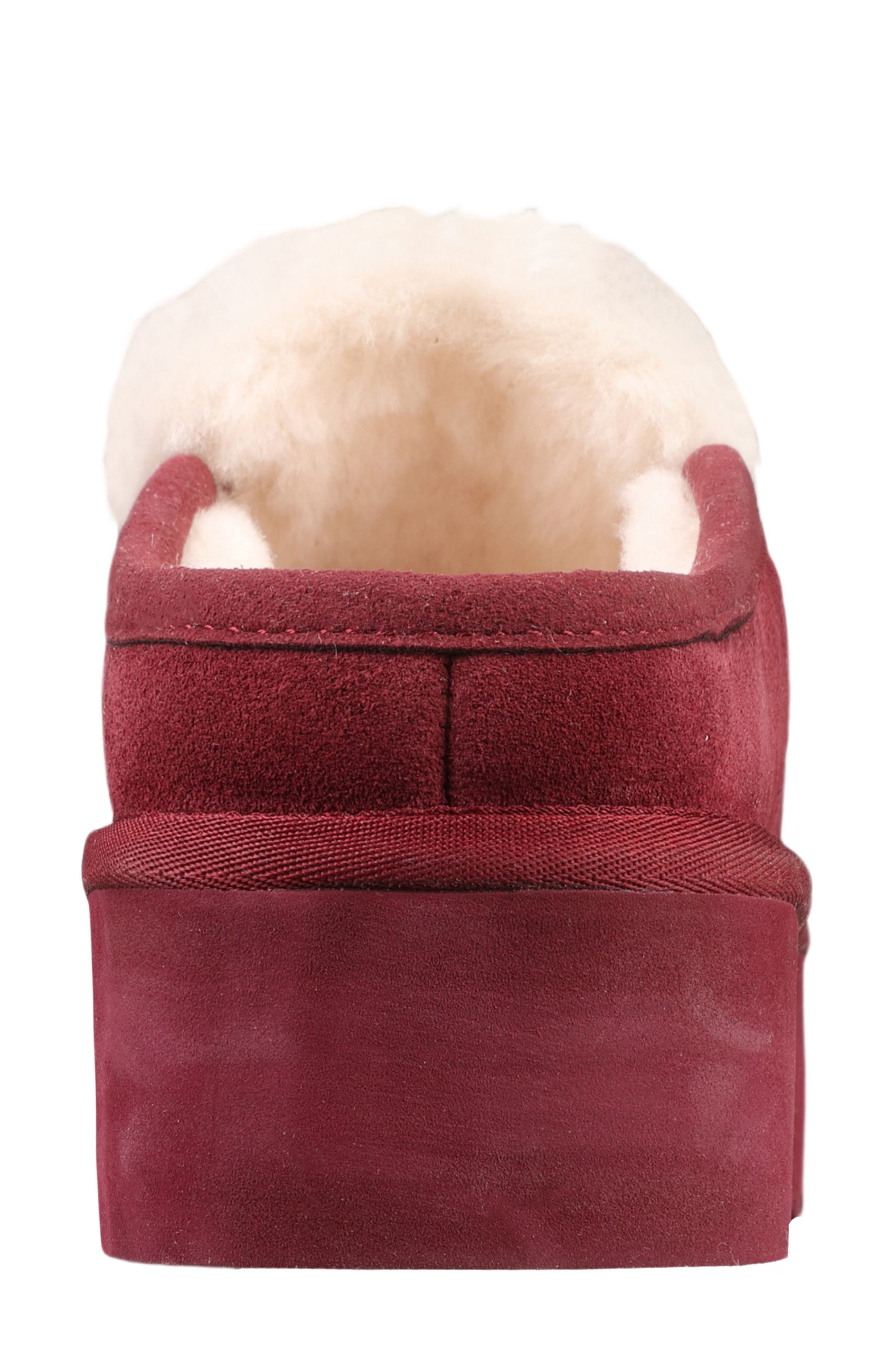 Suede Genuine Shearling Lined Water Repellent Clog, Alternate, color, WINE