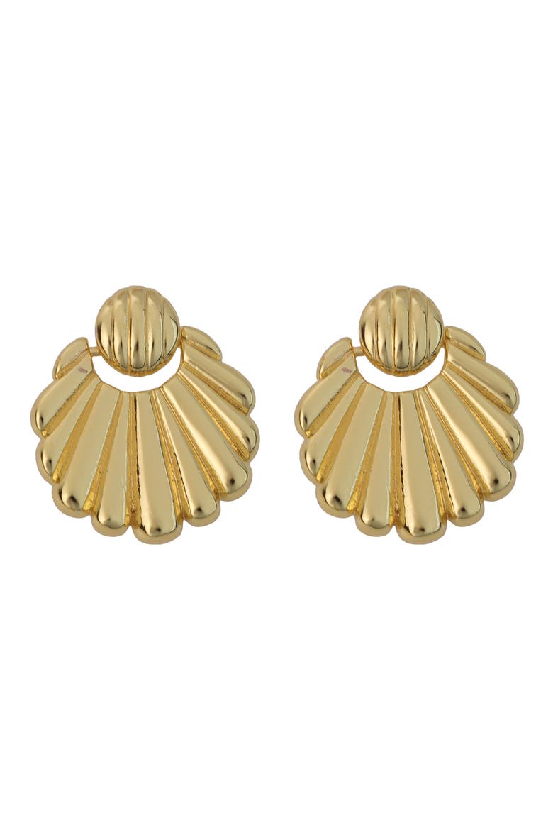 Scalloped Door Knocker Drop Earrings, Main, color, GOLD