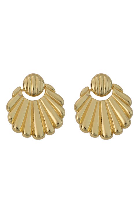 Scalloped Door Knocker Drop Earrings