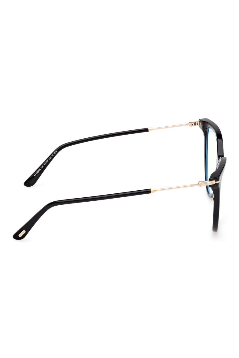 56mm Cat Eye Blue Light Blocking Optical Glasses, Alternate, color, BLACK / T LOGO / BLUE BLOCK