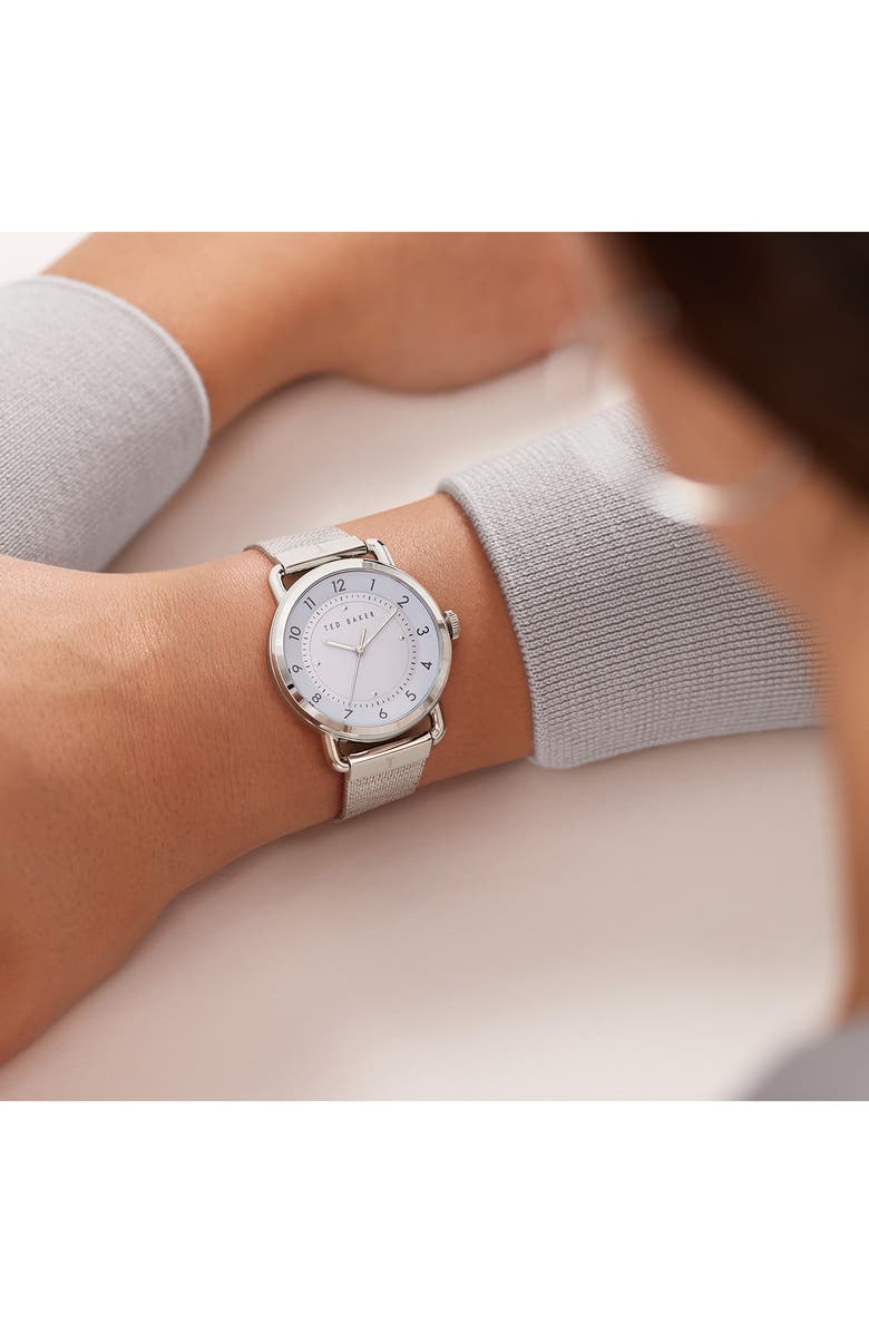 Ted Baker London Harriet Mesh Strap Watch, 38mm, Alternate, color, Silver/ Blue/ Silver