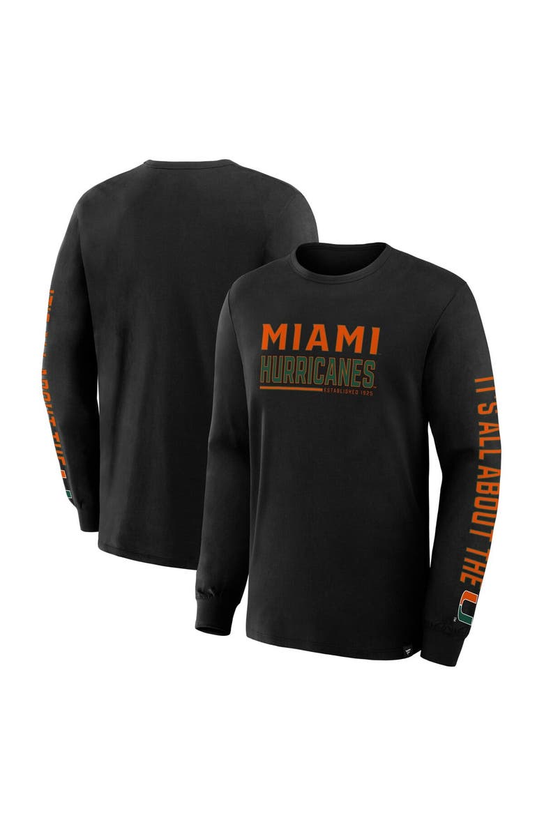 FANATICS Men's Fanatics Black Miami Hurricanes Quad Fuel The Fire Long Sleeve T-Shirt, Main, color, Black