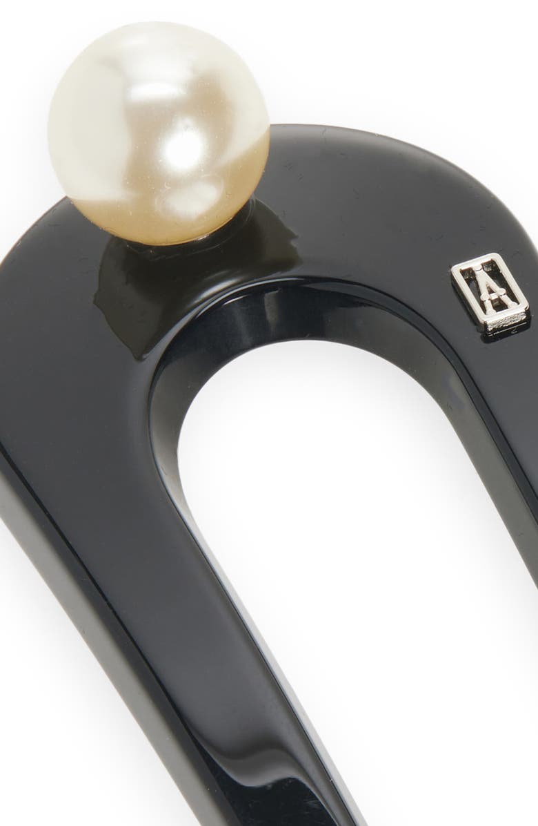 Alexandre de Paris Faux Pearl Embellished French Hair Pin, Alternate, color, Black