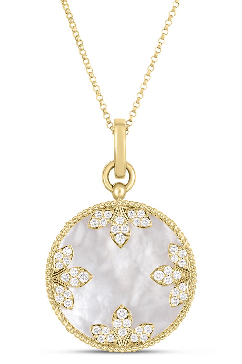 Venetian Medallion Pendant Necklace, Main, color, YELLOW GOLD/ MOTHER OF PEARL