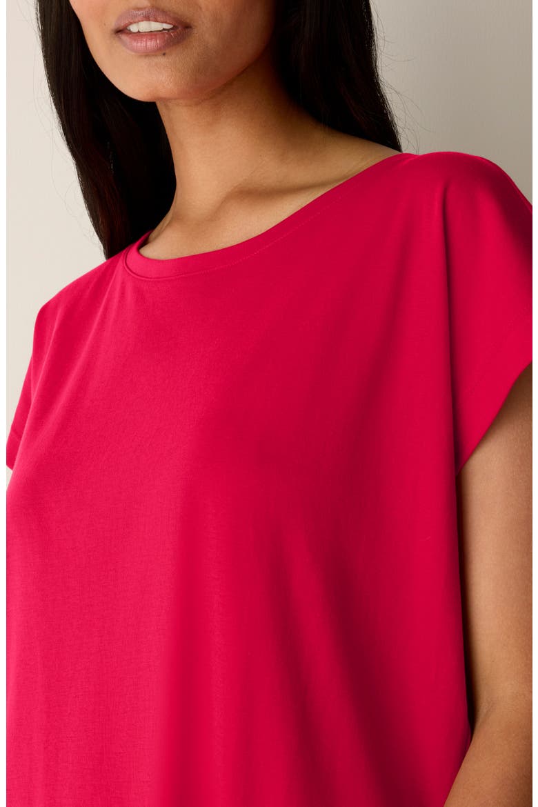 Jewel Neck Organic Cotton Pajama Top, Alternate, color, CRIMSON