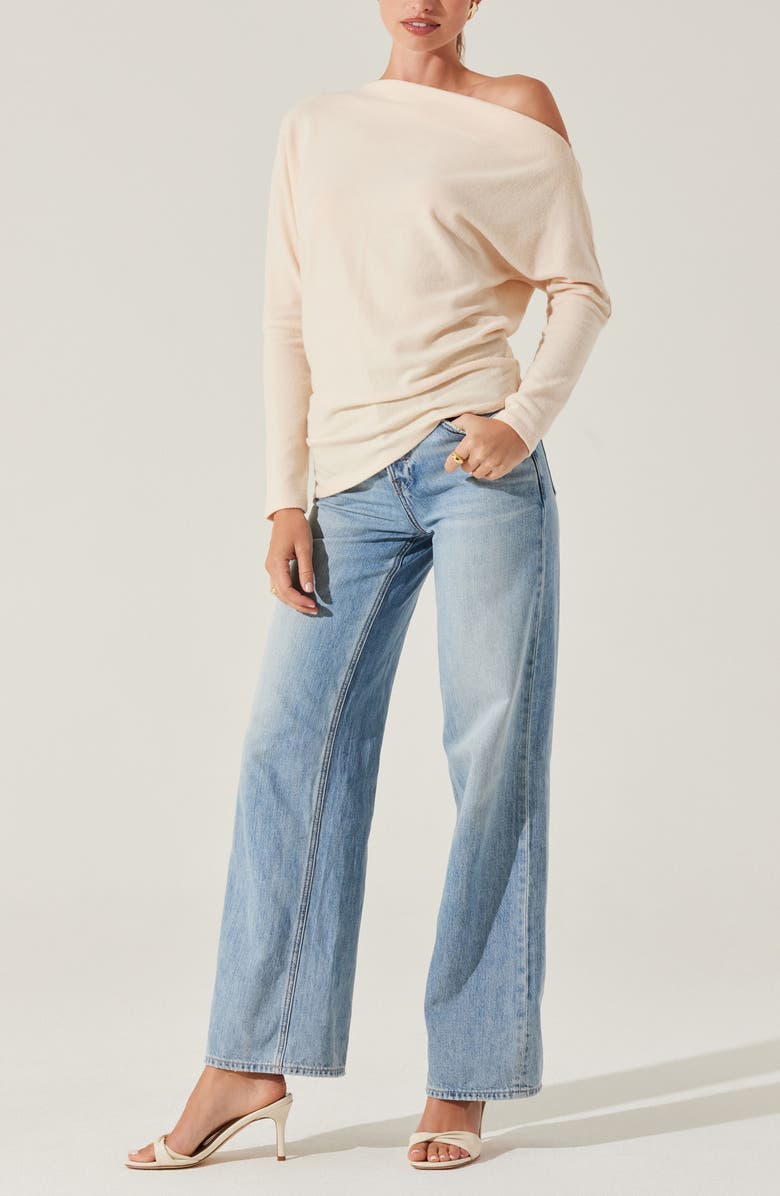 ASTR the Label Off the Shoulder Long Sleeve Sweater, Alternate, color, Buttercrm