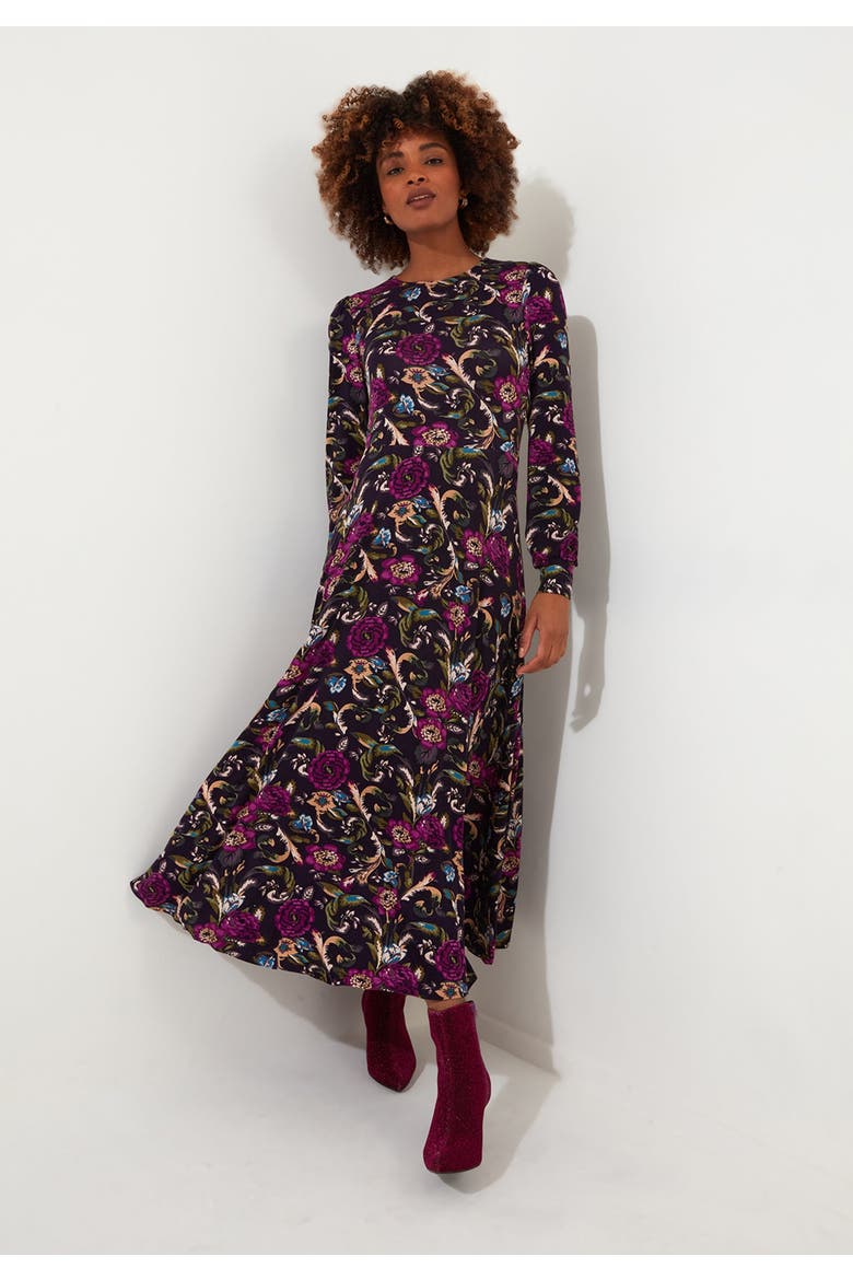 Stretch Knit A-Line Midi Dress, Main, color, VINTAGE BOUQUET FLORAL