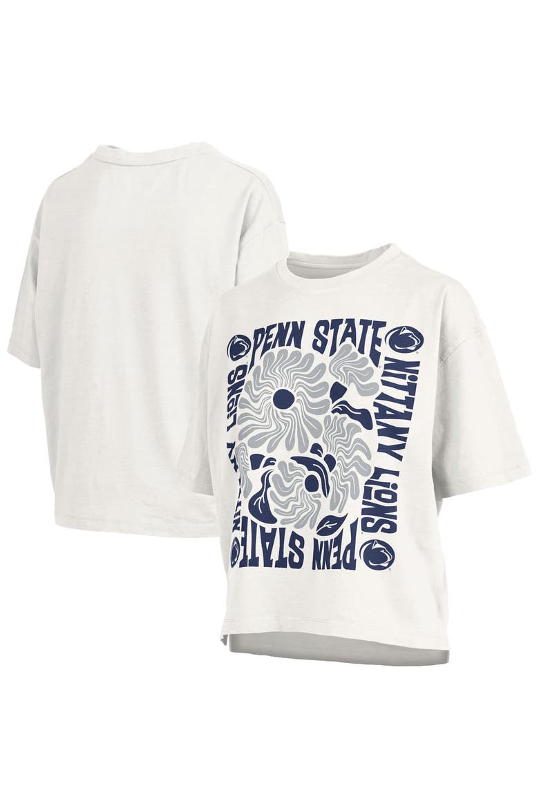 Women's Pressbox  White Penn State Nittany Lions Elena Oversized Slub T-Shirt, Main, color, White