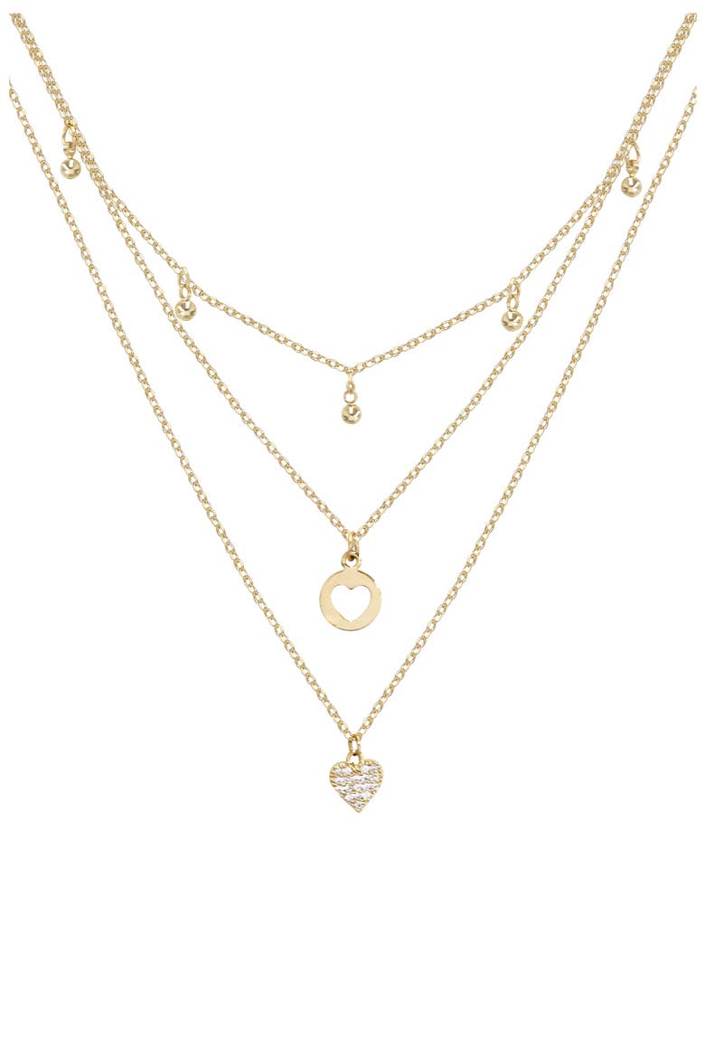 Heart Charm Layered Necklace, Main, color, GOLD