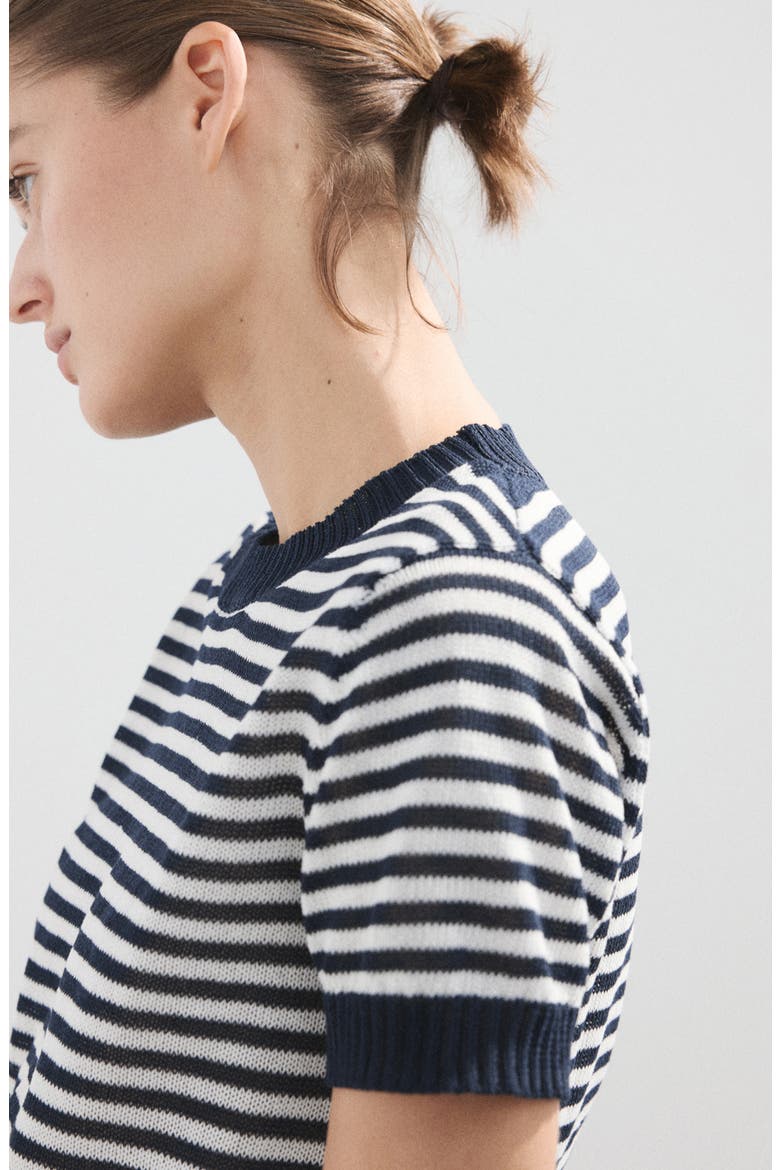 Stripe Crop Sweater, Alternate, color, DARK NAVY