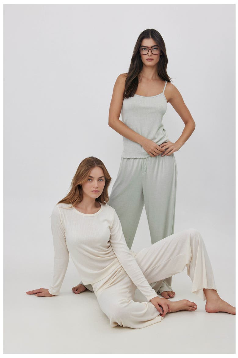 Daydream Pointelle Loungewear Top, Alternate, color, Cream
