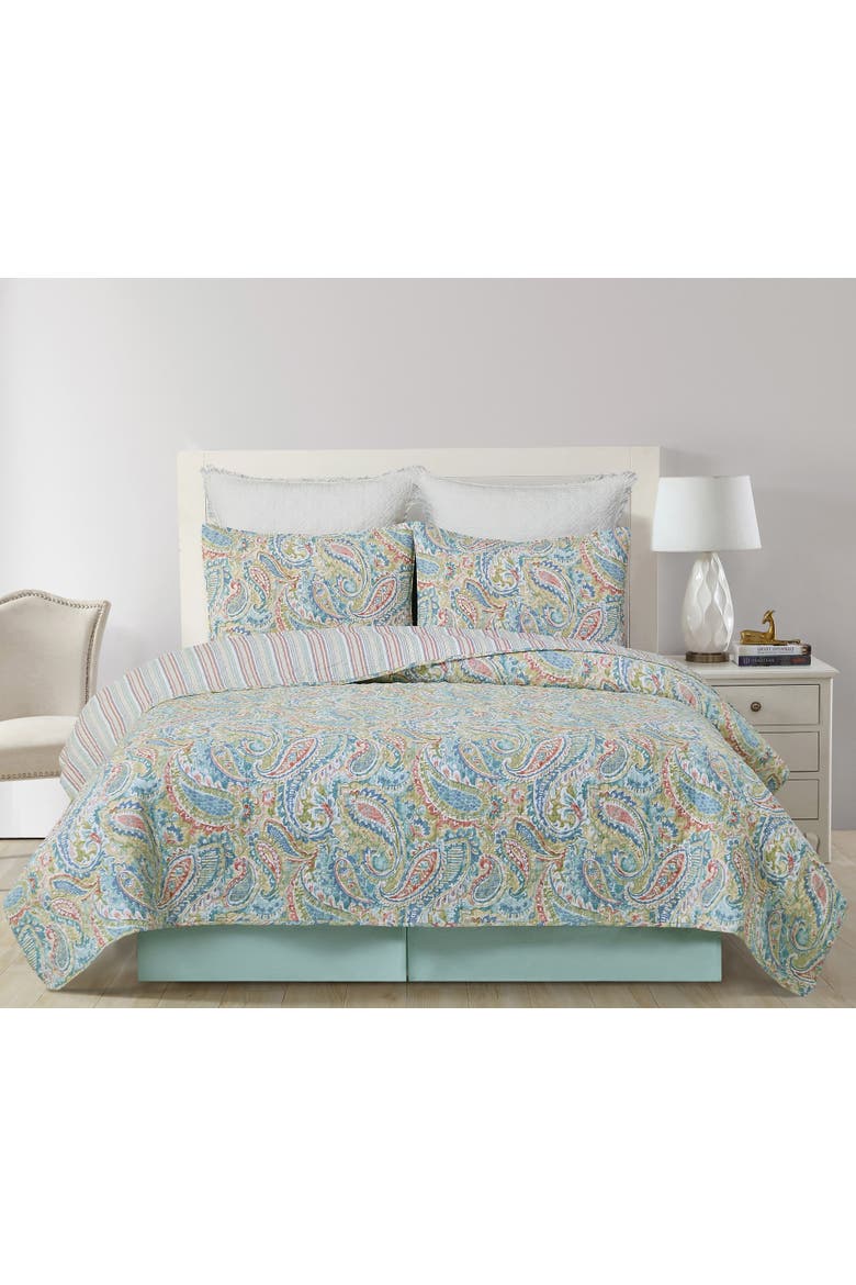 Maisie Paisley Cotton Quilt Set  - Reversible and Machine Washable, Alternate, color, Pink