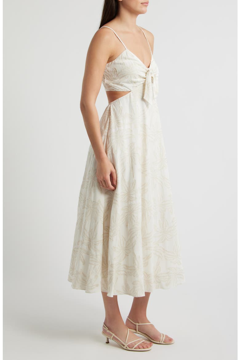 Tie Front Back Cutout Sleeveless Midi Dress, Alternate, color, NEW IVORY