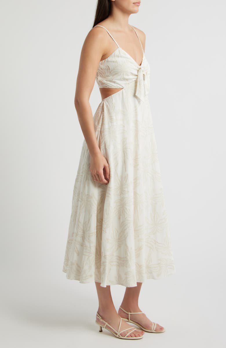 Parker Tie Front Back Cutout Sleeveless Midi Dress, Alternate, color, New Ivory