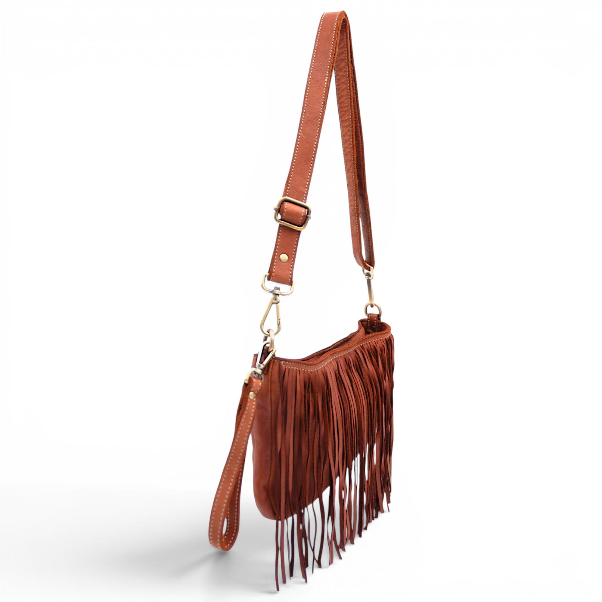 Bolsa Nova Handbags Fringe Crossbody, Alternate, color, Cognac