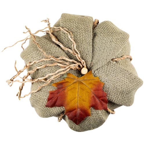 Northlight Burlap And Jute Fall Harvest Pumpkin Decoration In Green