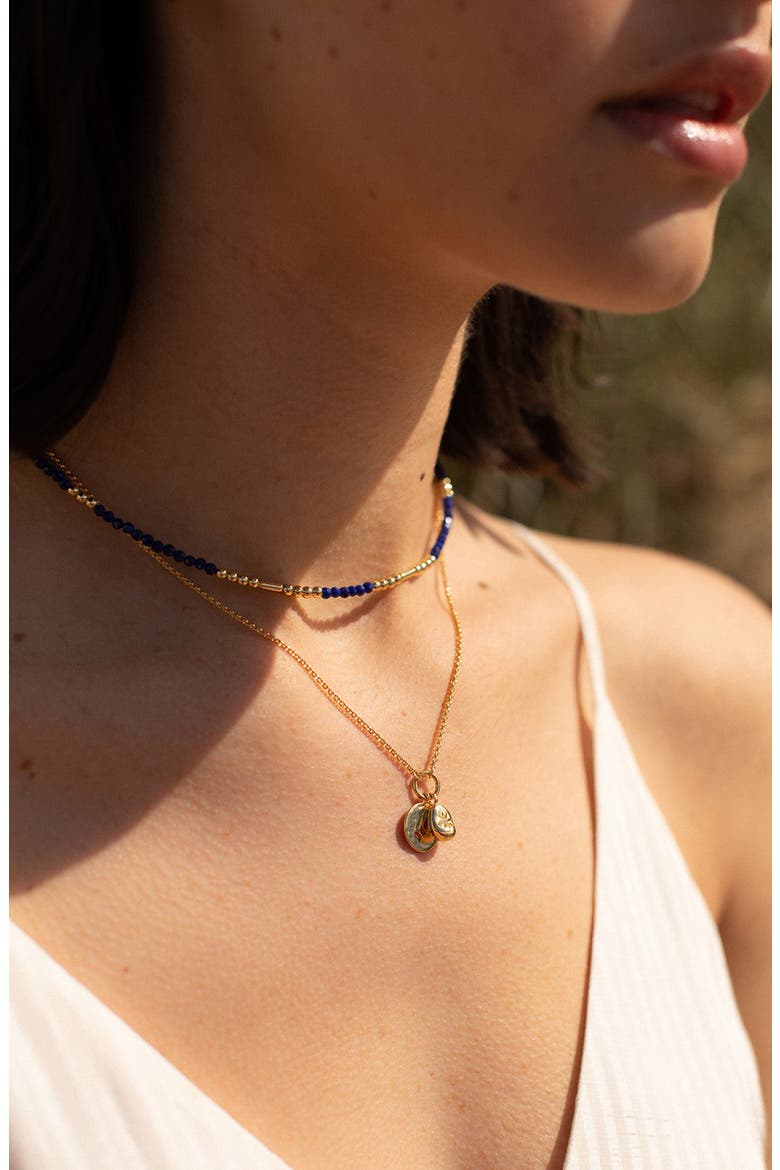 Faceted Lapis Beaded Necklace, Alternate, color, BLUE AND GOLD