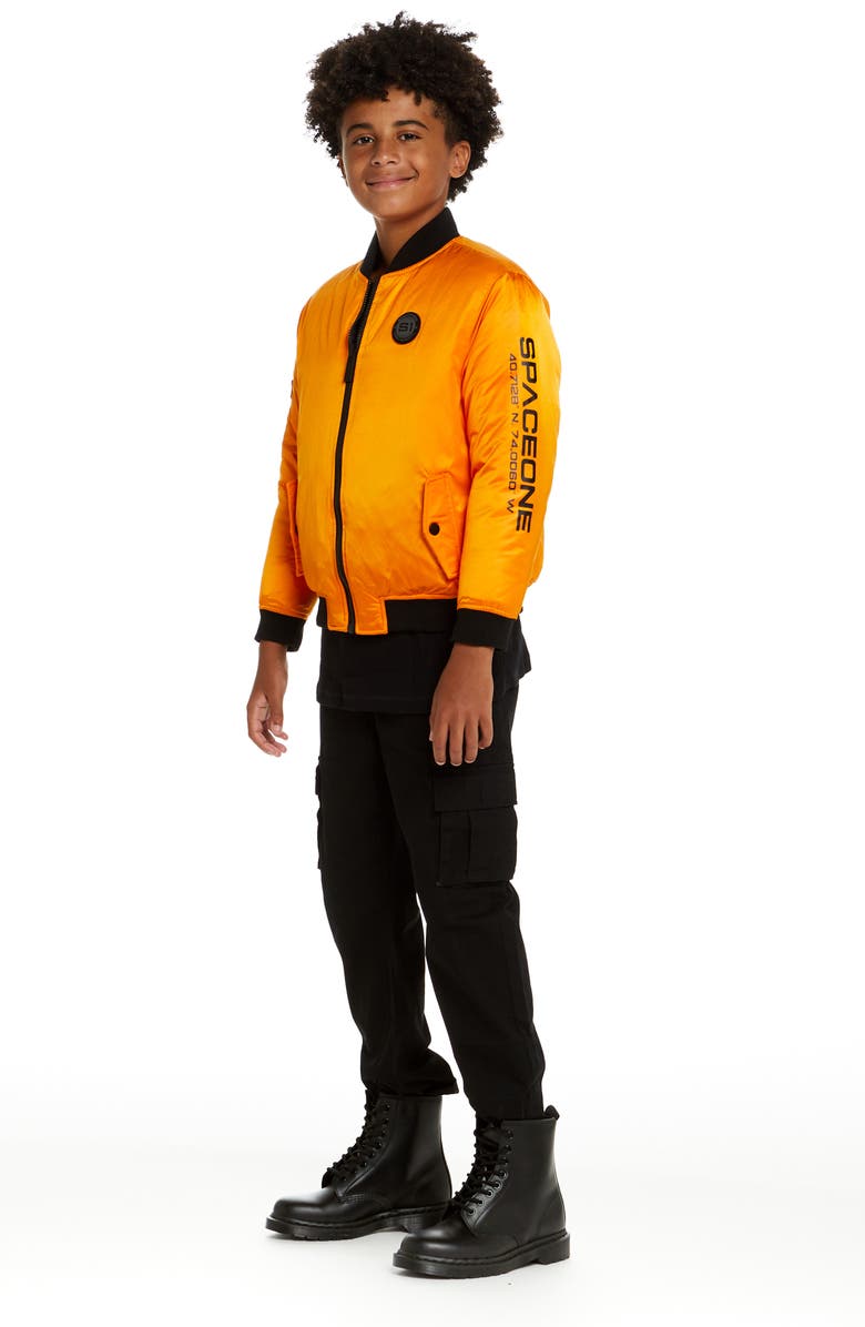Andy & Evan x SPACEONE Kids' Reversible Bomber Jacket, Alternate, color, Orion Orange