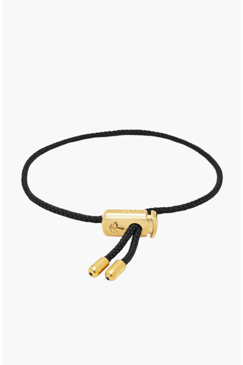 Black String Adjustable Gold Lock Bracelet, Main, color, Black / Gold