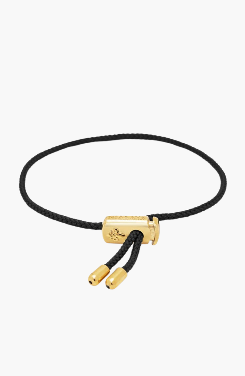 Nialaya Black String Adjustable Gold Lock Bracelet, Main, color, Black / Gold
