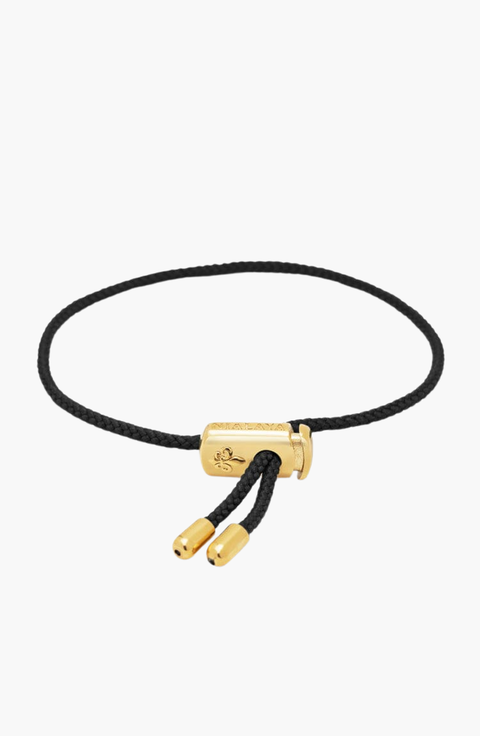 Black String Adjustable Gold Lock Bracelet