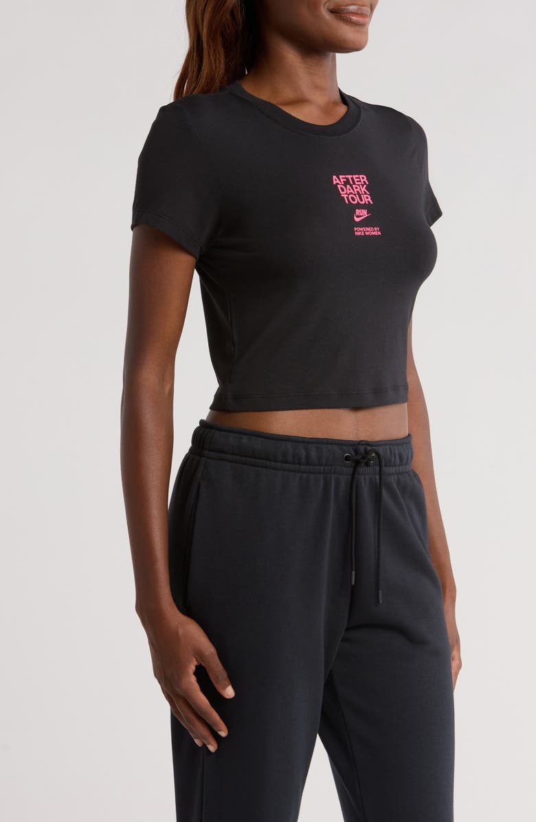 Nike After Dark Tour Slim Cropped T-Shirt, Alternate, color, Black