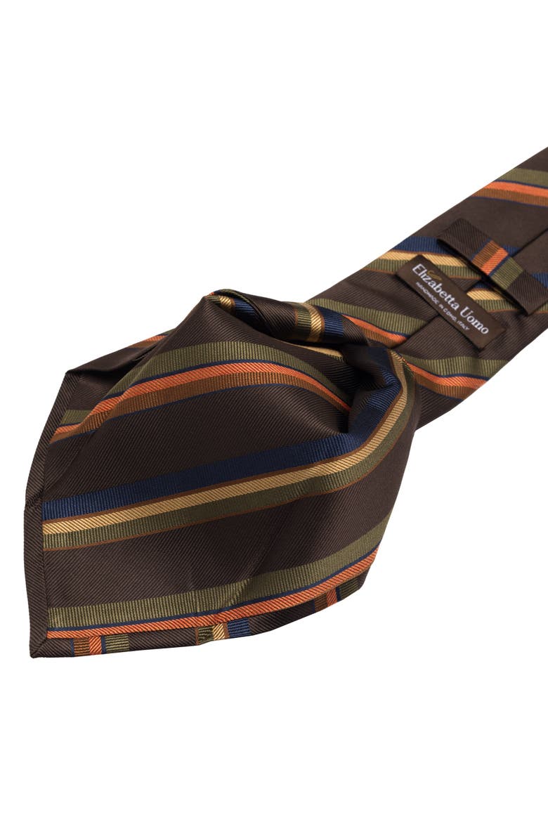Battisti - Silk Jacquard Tie for Men, Alternate, color, Chocolate Brown