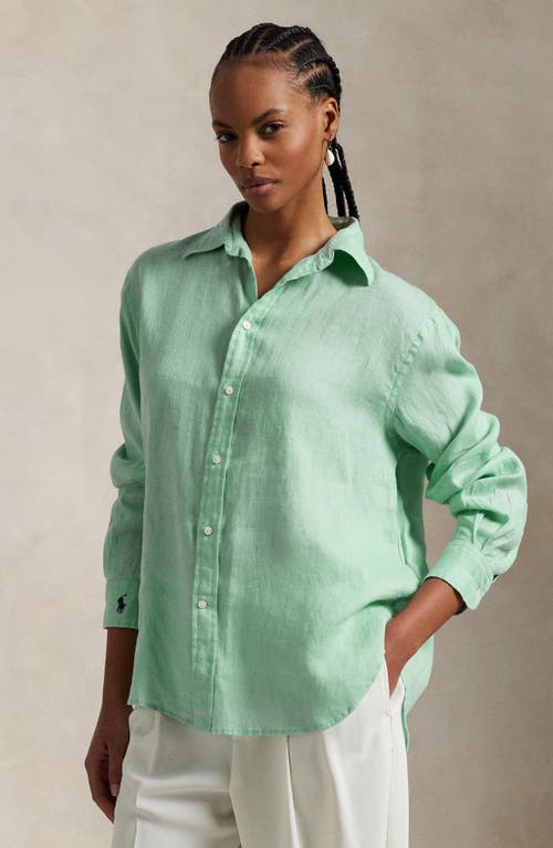 Polo Ralph Lauren Oversize Linen Button-up Shirt In Essex Green