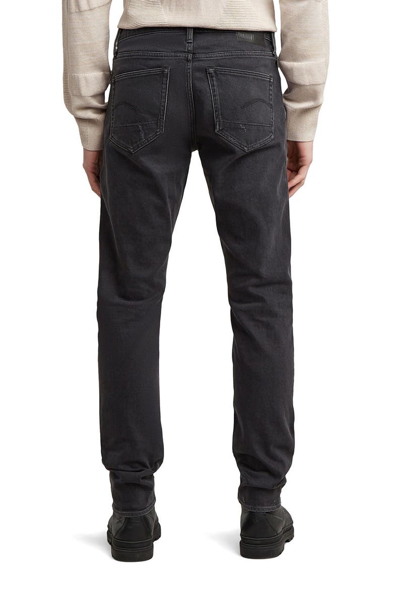 3301 Distressed Slim Jeans, Alternate, color, BLACK