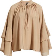 VERO MODA Frill Sleeve Tie Neck Top