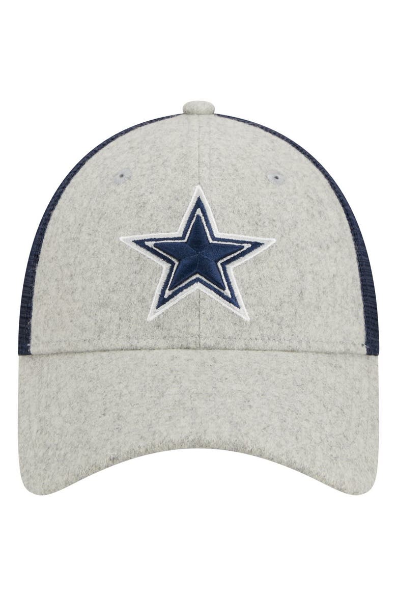 Men's New Era Heather Gray/Navy Dallas Cowboys Pop Trucker 9FORTY Adjustable Hat, Alternate, color, Heather Gray