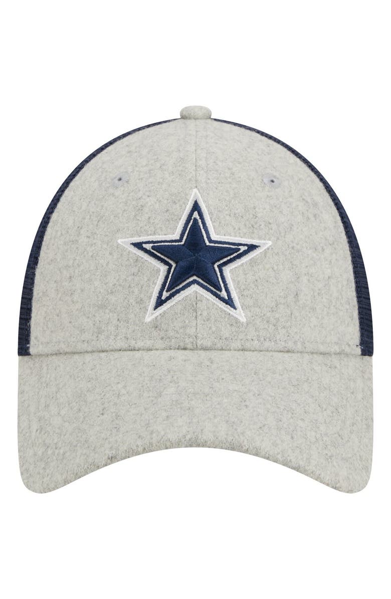 New Era Men's New Era Heather Gray/Navy Dallas Cowboys Pop Trucker 9FORTY Adjustable Hat, Alternate, color, Heather Gray