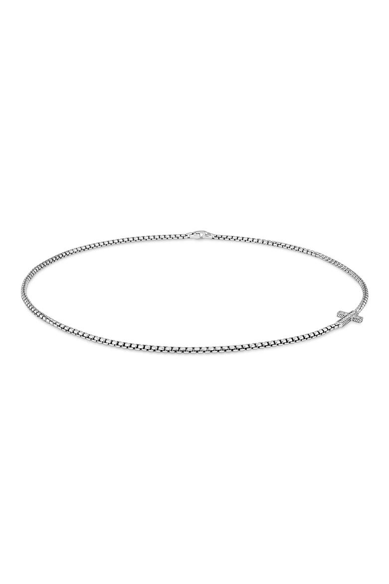 Cross Station Necklace in Sterling Silver with Diamonds, 5mm, Alternate, color, STERLING SILVER/WHITE DIAMOND